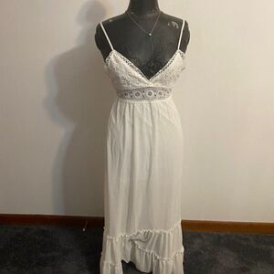 Blashe White Crochet halter tiered maxi dress, size Small